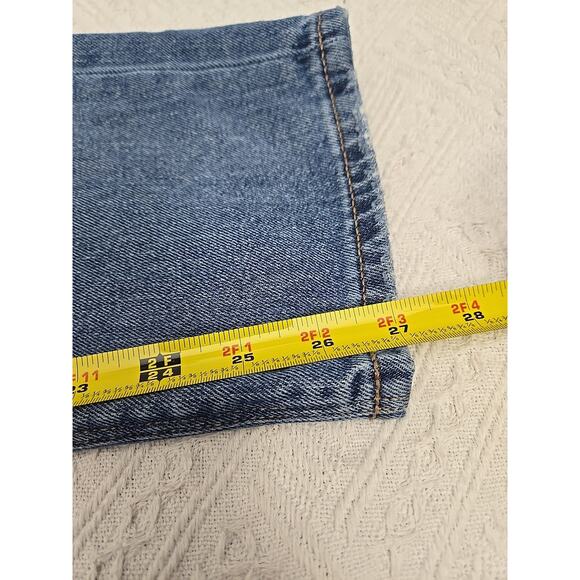 MOM JEANS American Eagle Womens 10 Short Blue High Rise Stretch Distressed - Picture 7 of 7